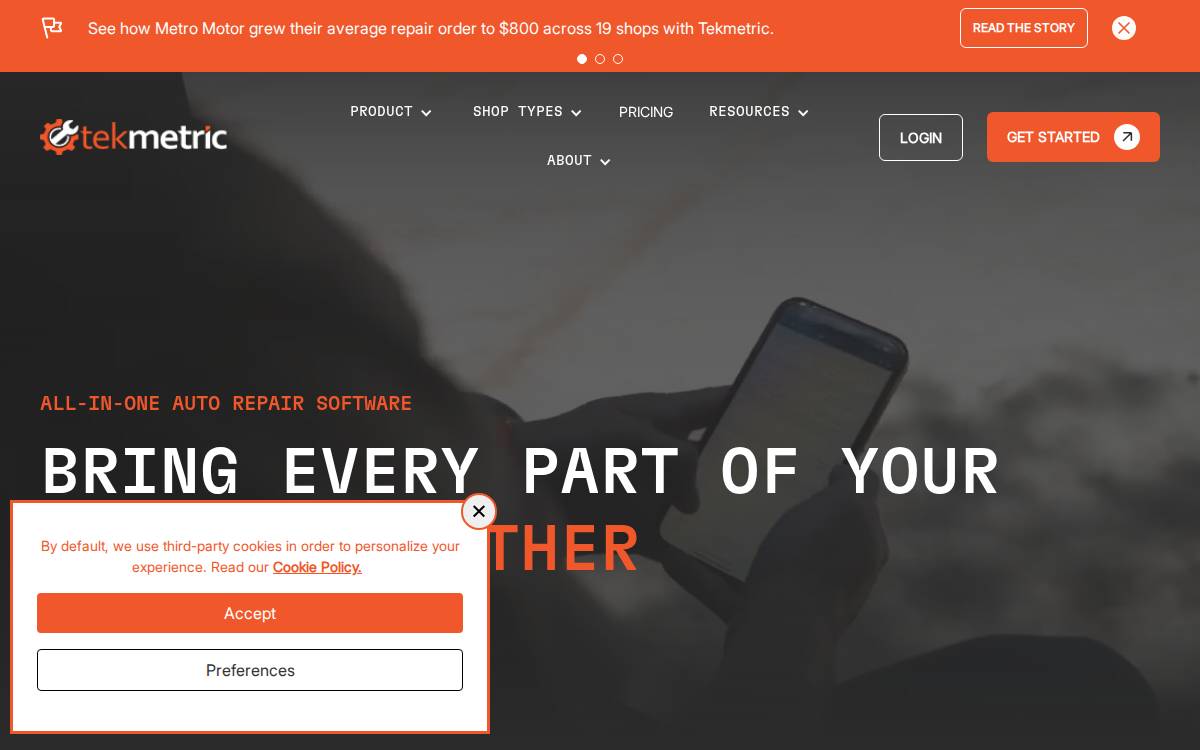 Tekmetric website preview