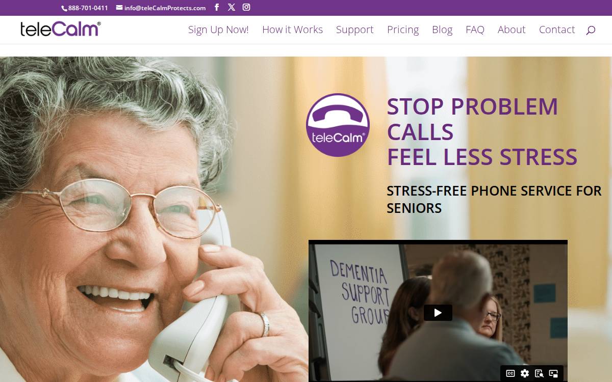 TeleCalm website preview