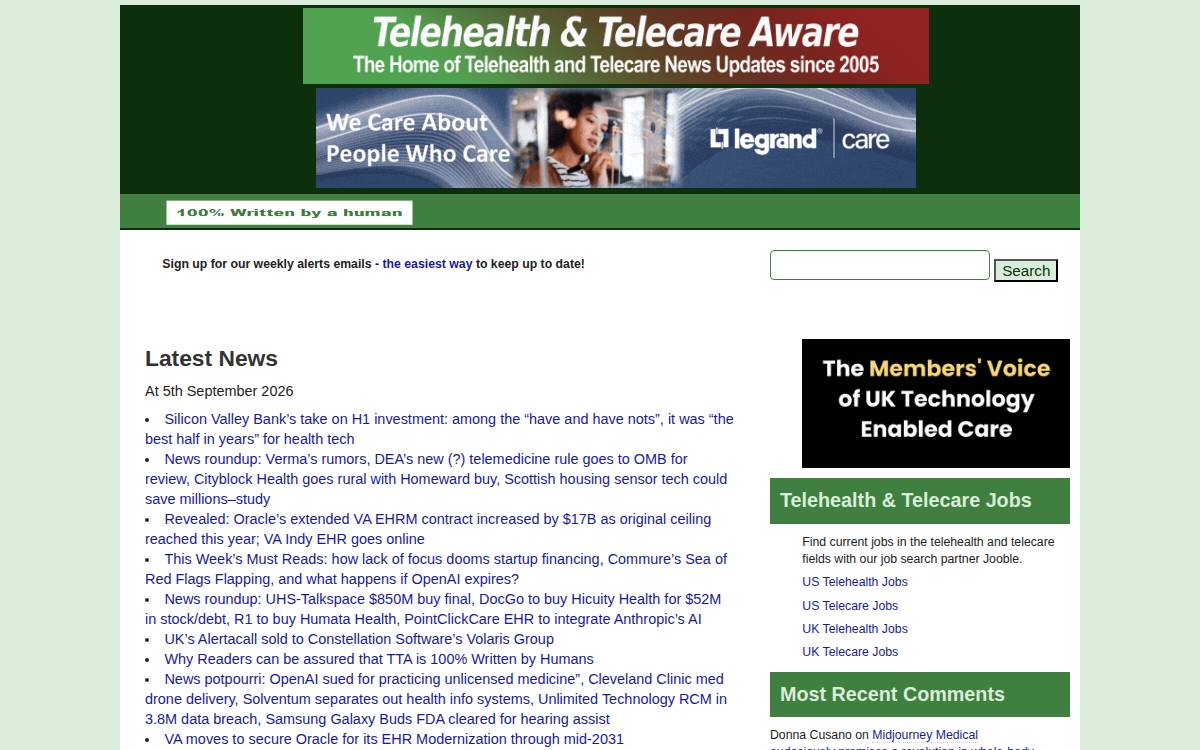Telecareaware website preview