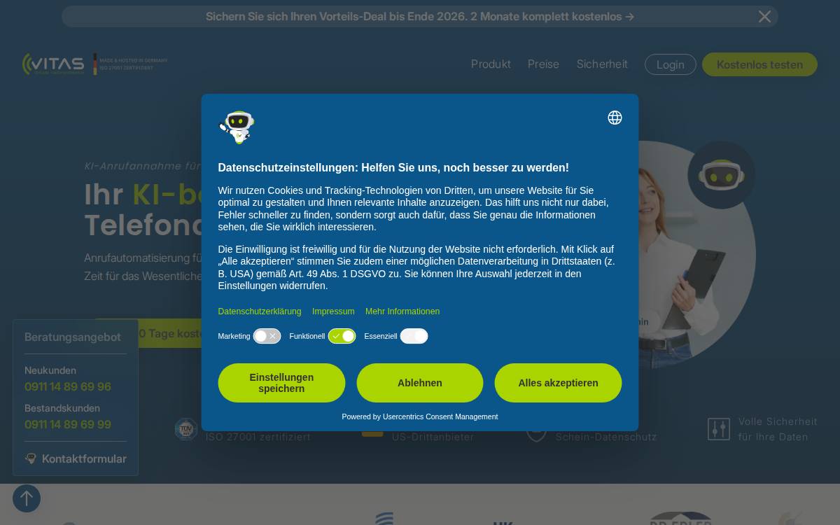 Telefonassistent website preview