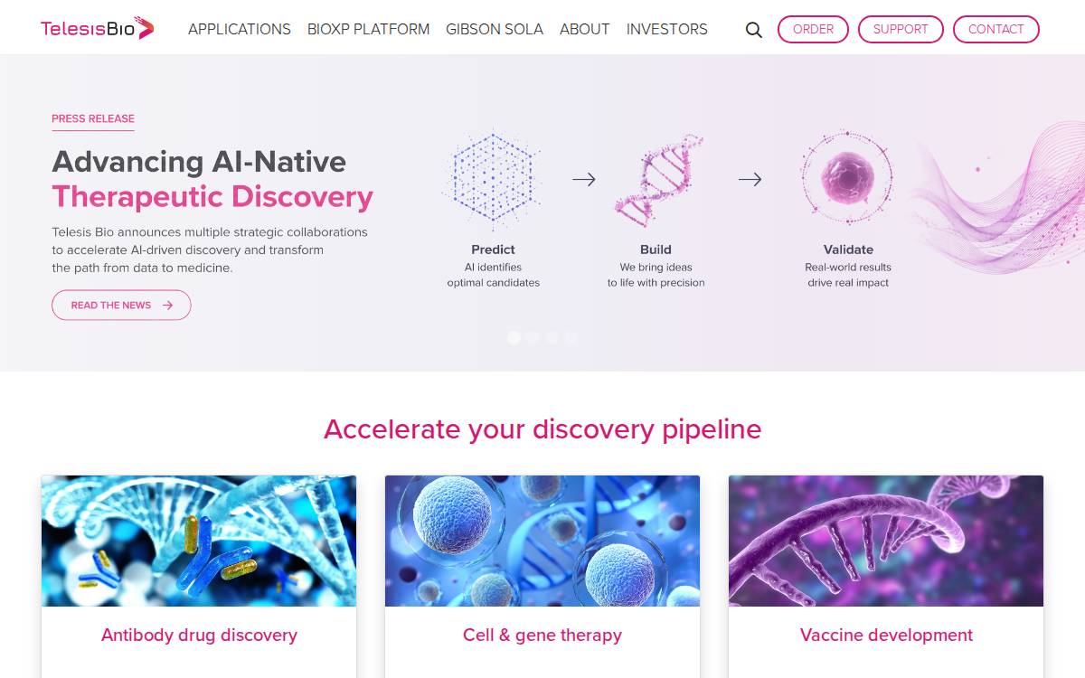 Telesis Bio website preview