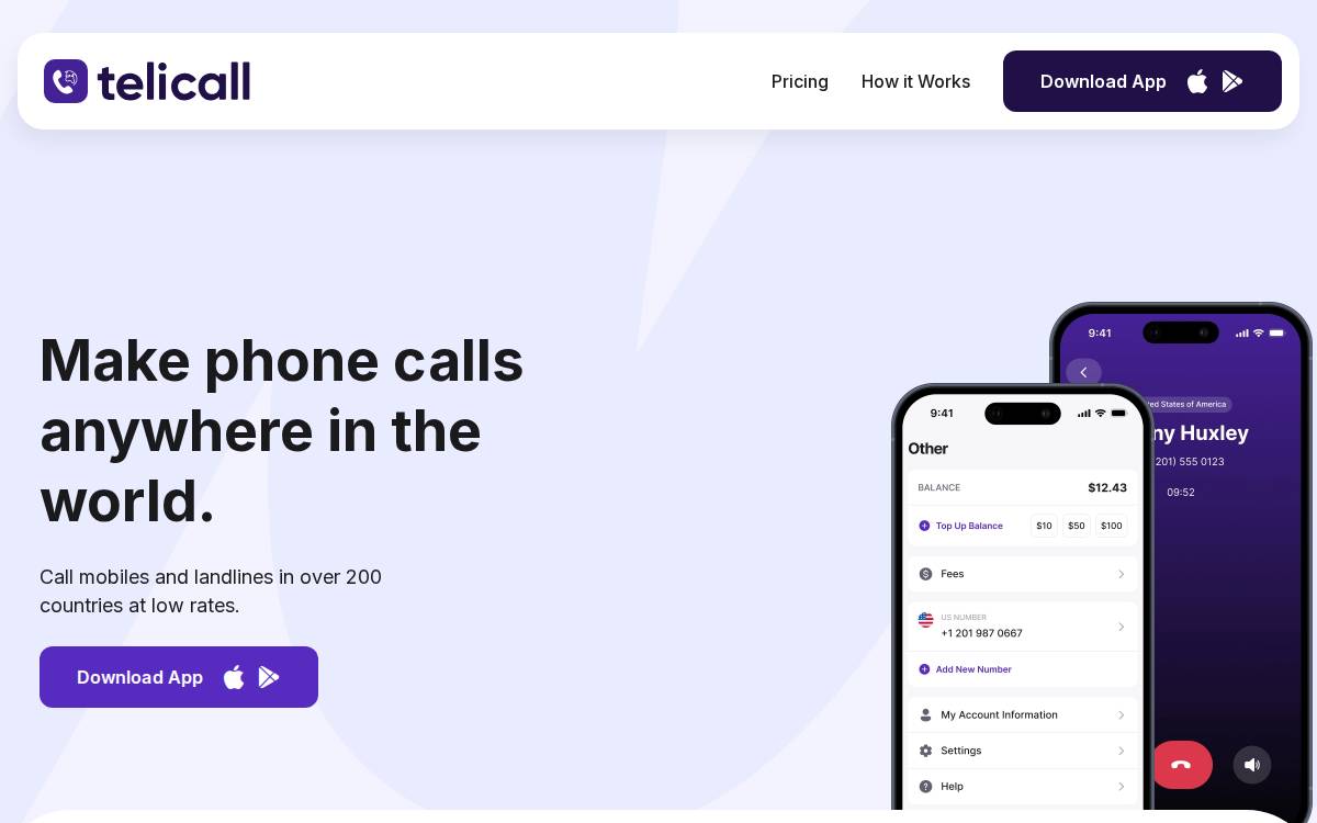 Telicall website preview