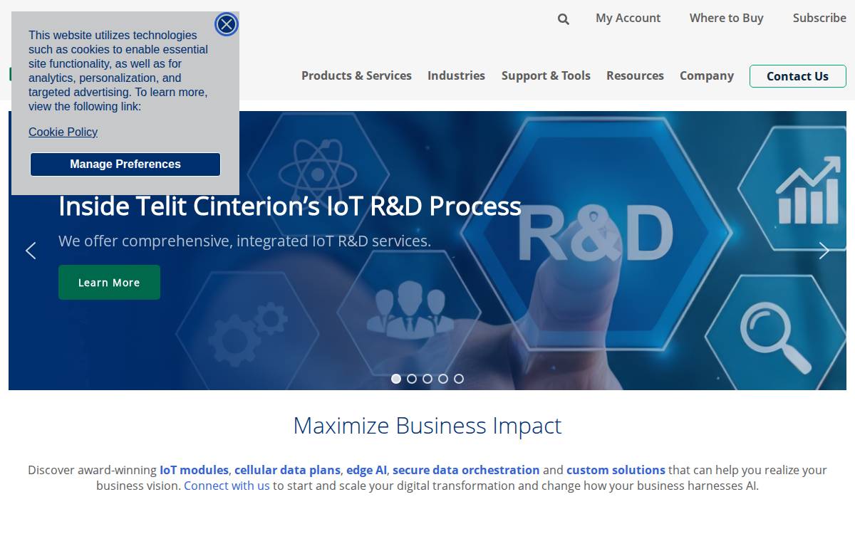 Telit website preview