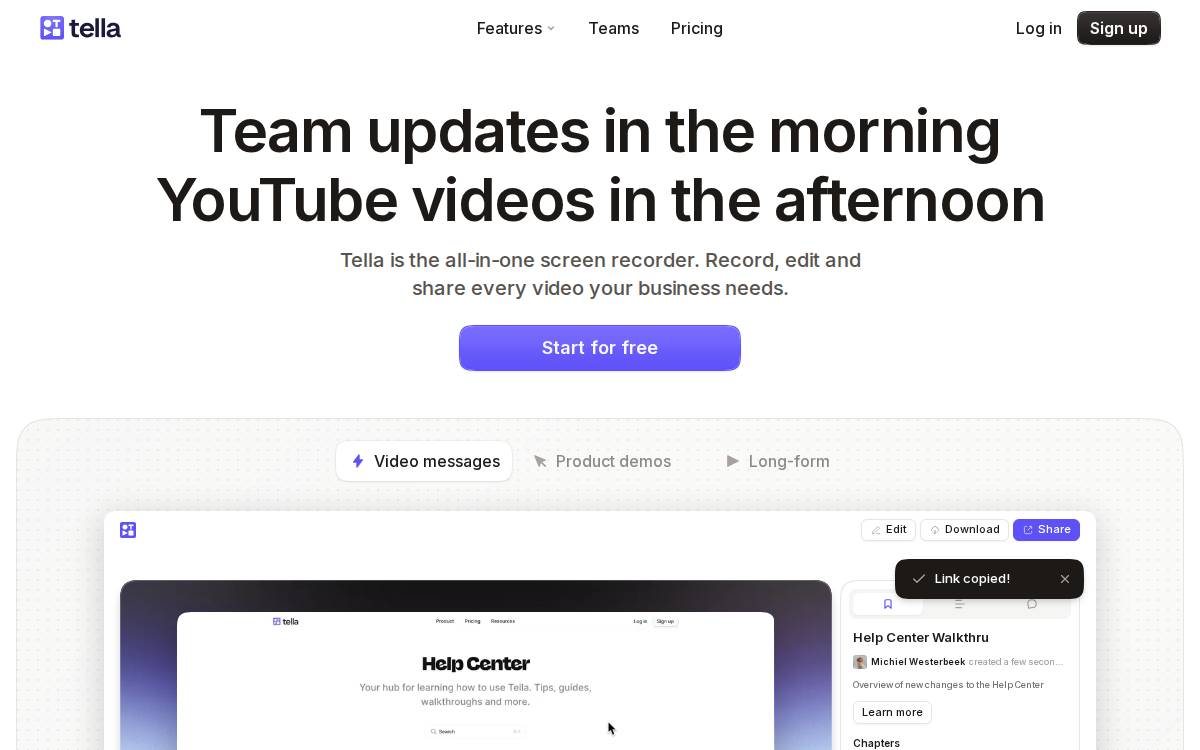 Tella website preview