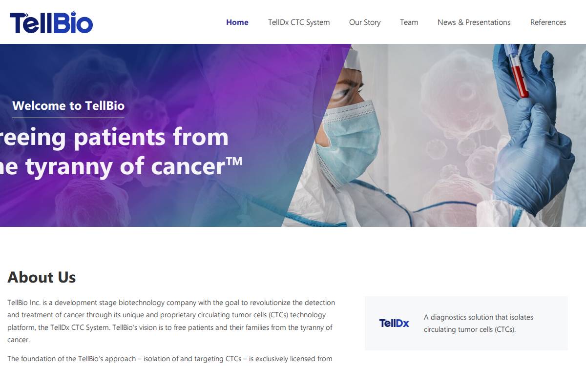 TellBio website preview