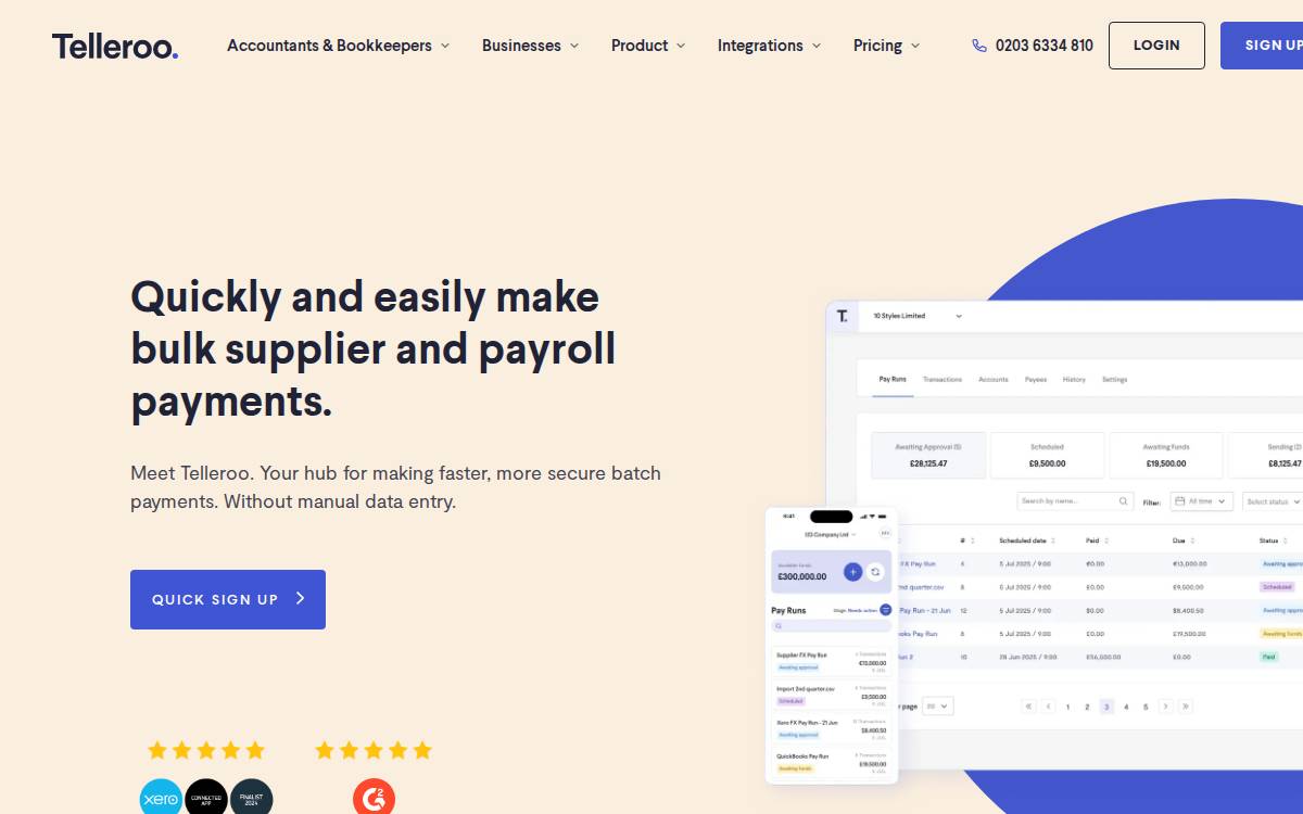 Telleroo website preview