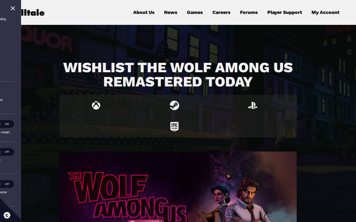 Telltale Games website preview