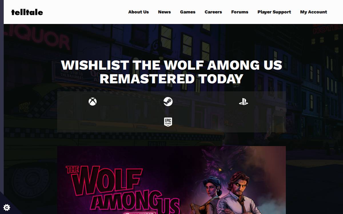 Telltalegames website preview
