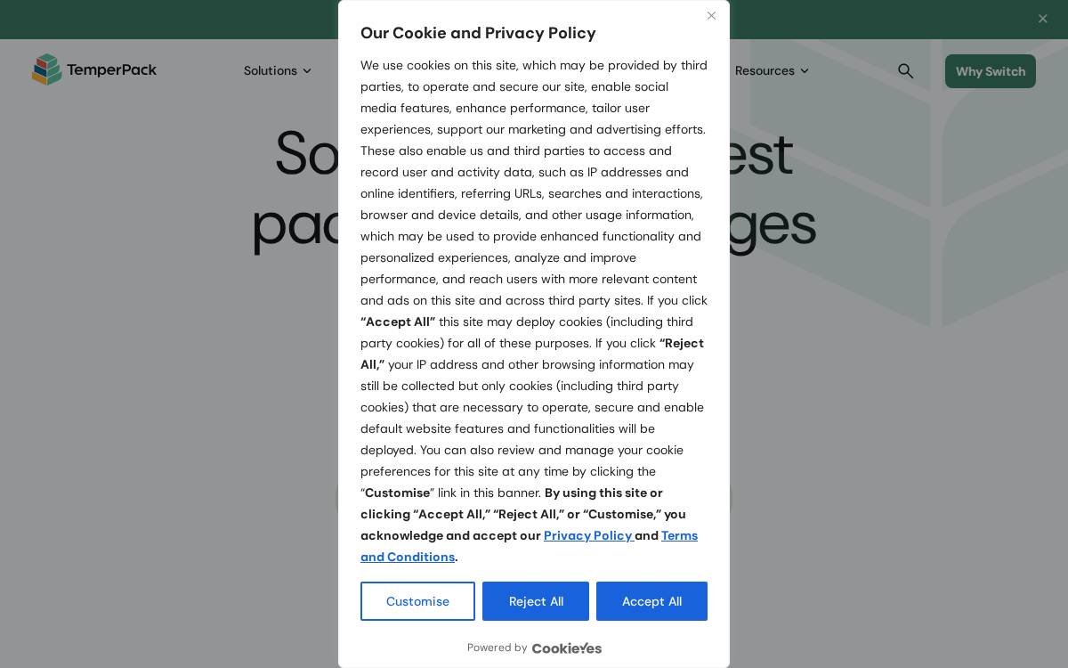 Temperpack website preview