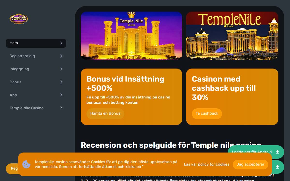 templenile website preview
