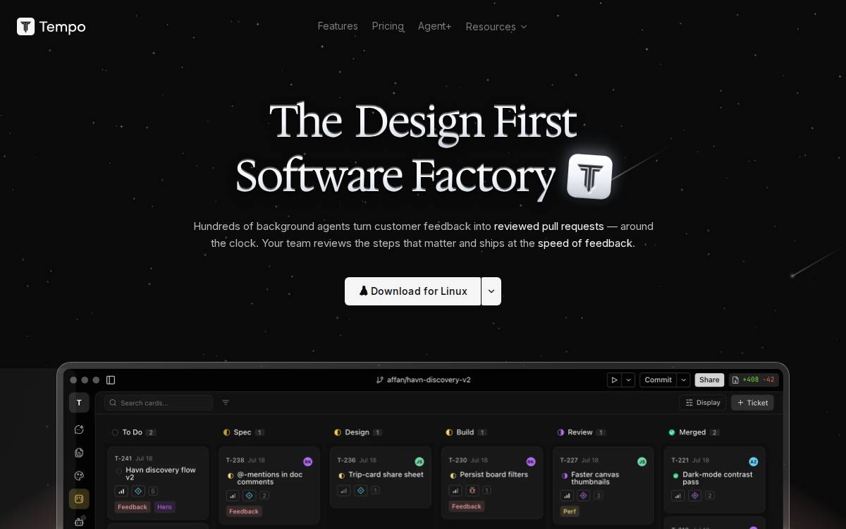 Tempo website preview