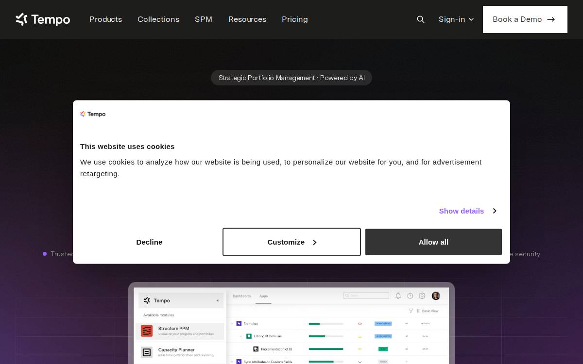 Tempo website preview