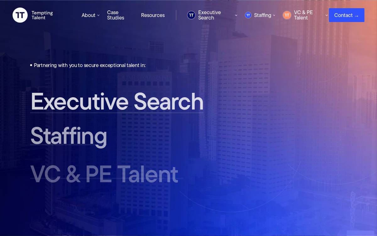 Tempting Talent website preview