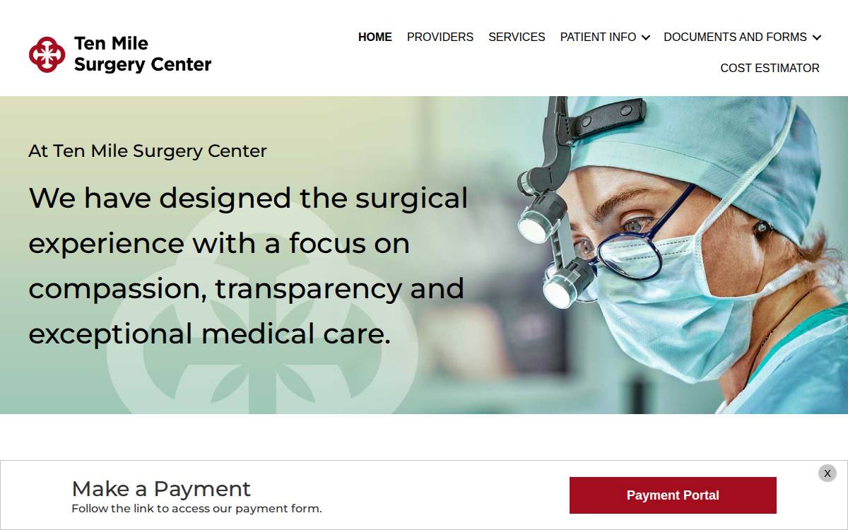 Ten Mile Surgery Center website preview