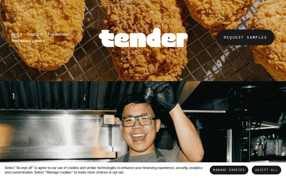 Tender Food website preview