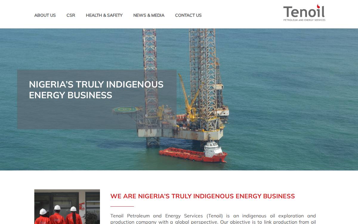 Tenoil energy website preview