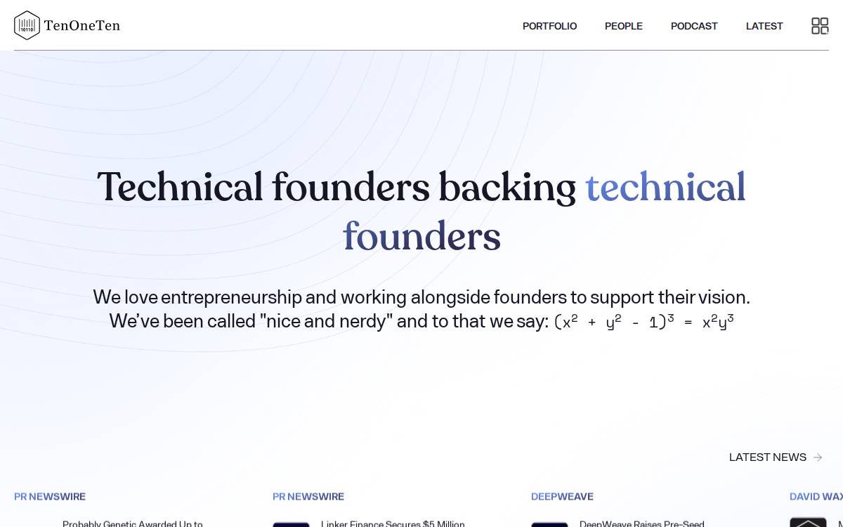 TenOneTen Ventures website preview