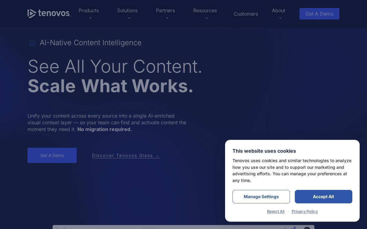 Tenovos website preview