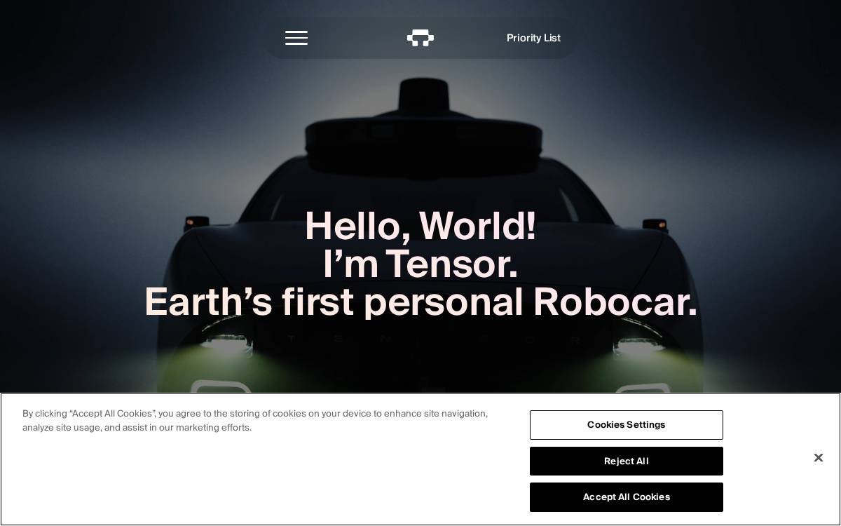 Tensor website preview