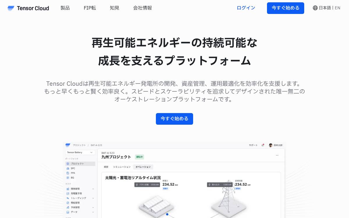 Tensor website preview