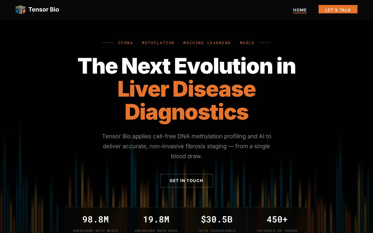 Tensorbio website preview