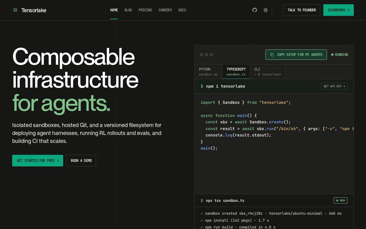 Tensorlake website preview