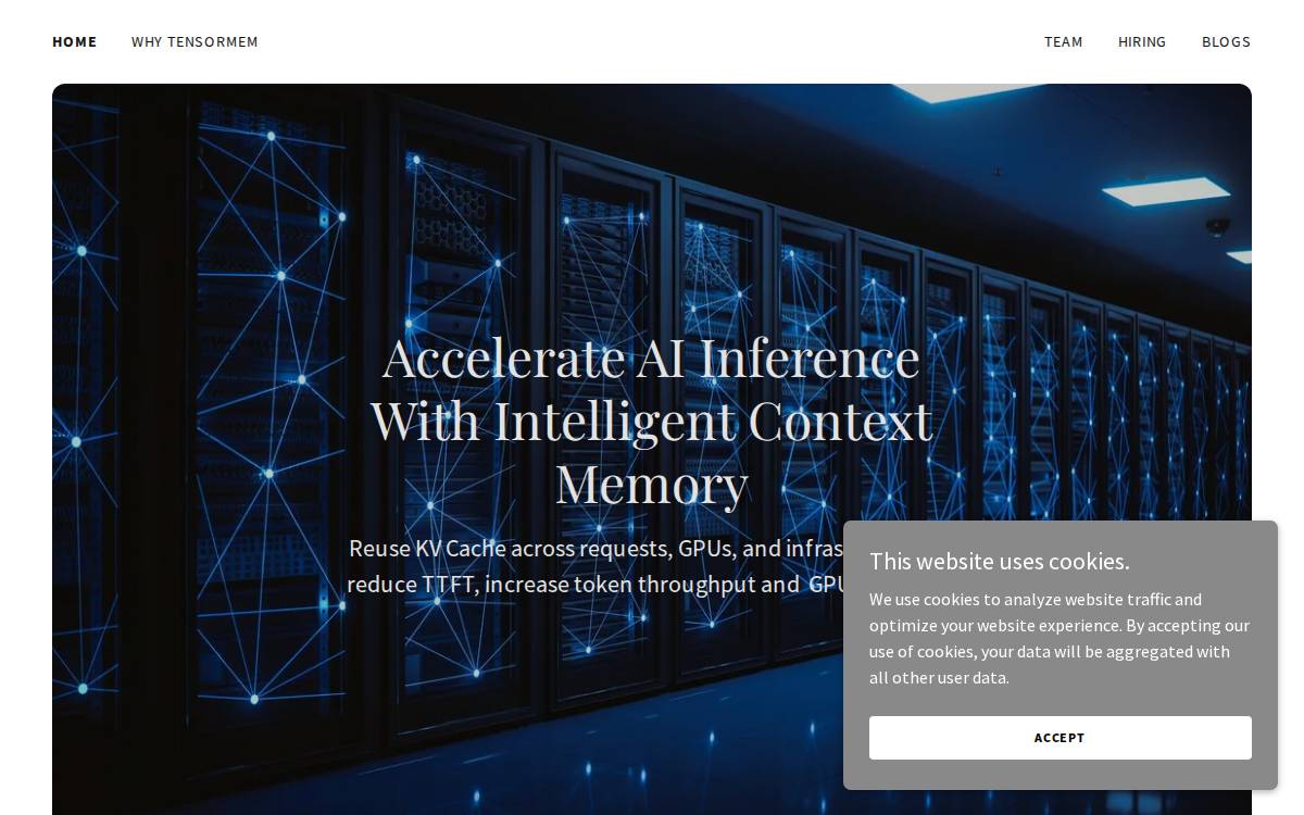 Tensormem website preview