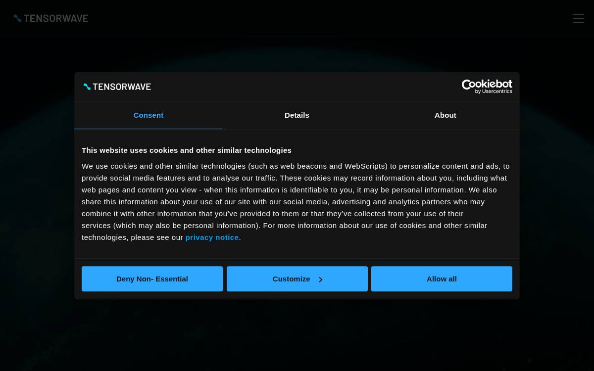 Tensorwave website preview