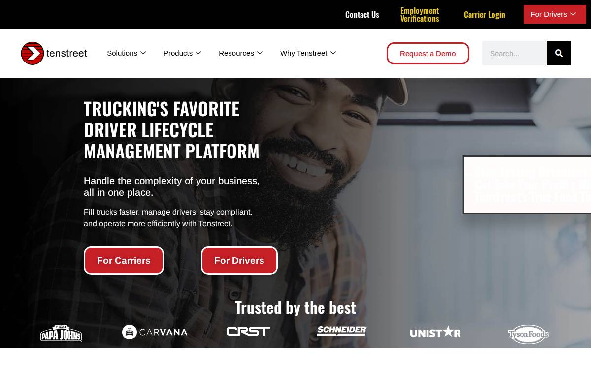 Tenstreet website preview