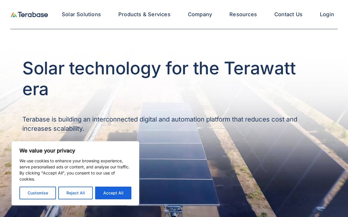 Terabase Energy website preview