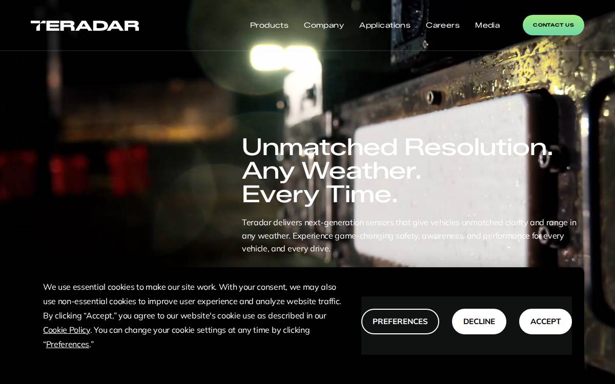 Teradar website preview
