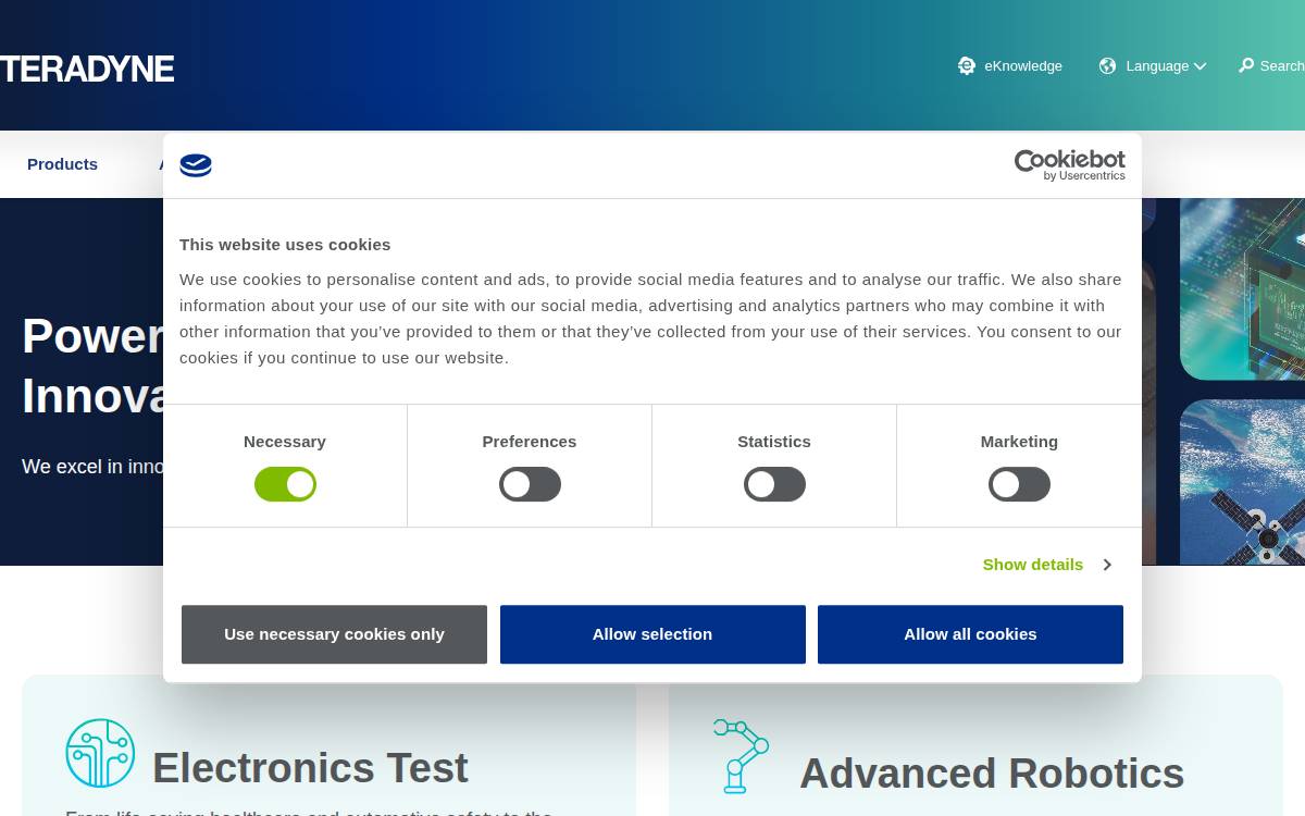 Teradyne Inc website preview