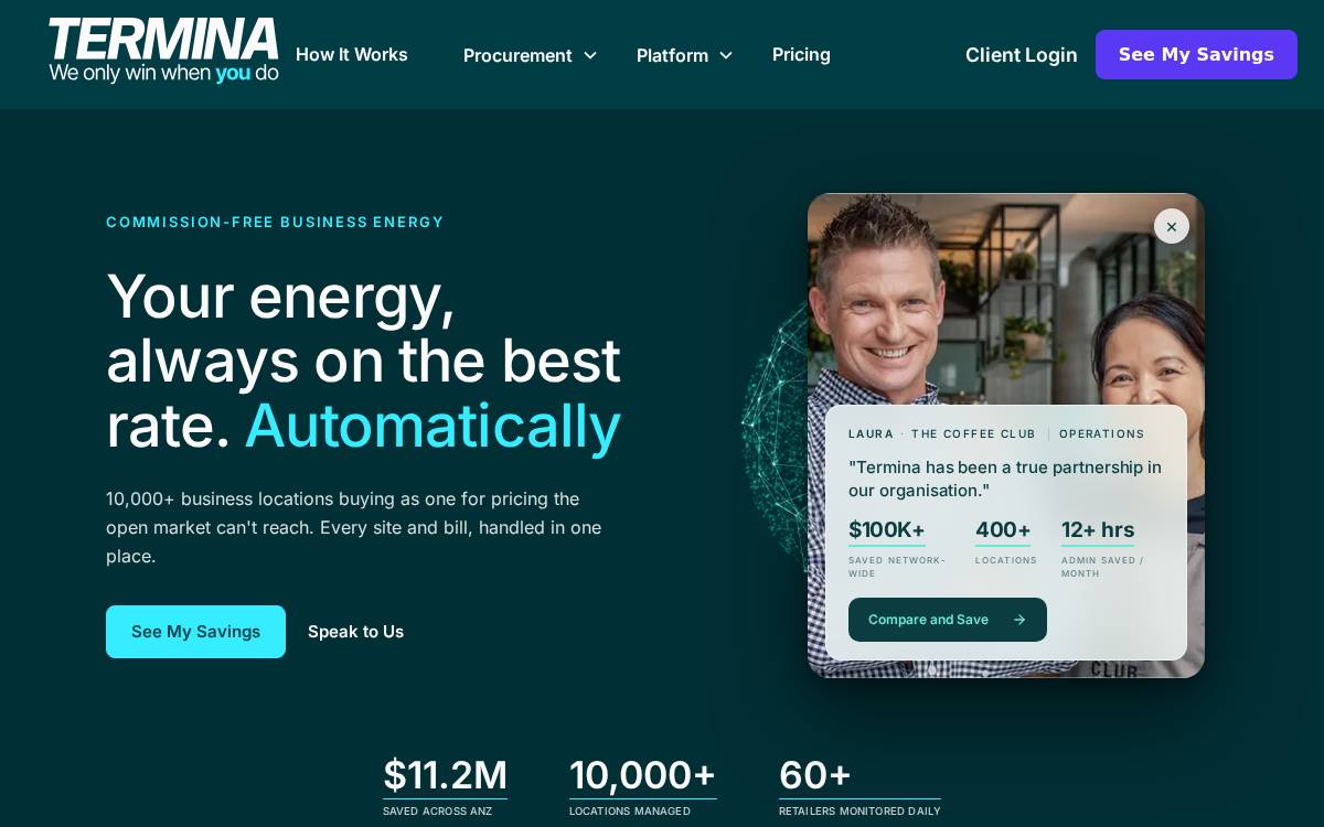 Termina website preview