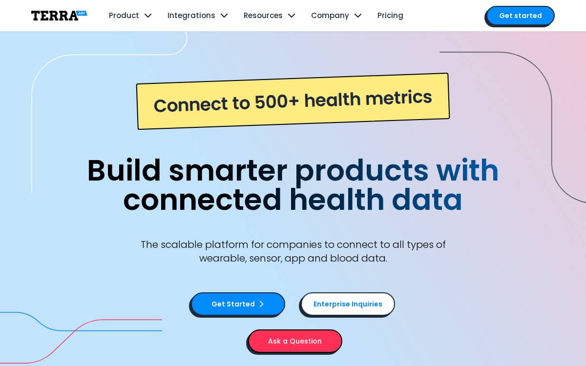 Terra API website preview