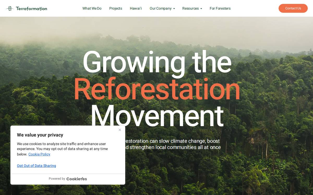 Terraformation website preview