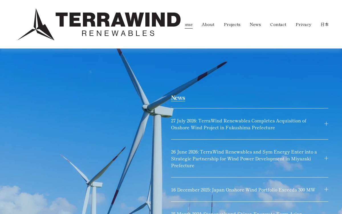 TerraWind Renewables website preview
