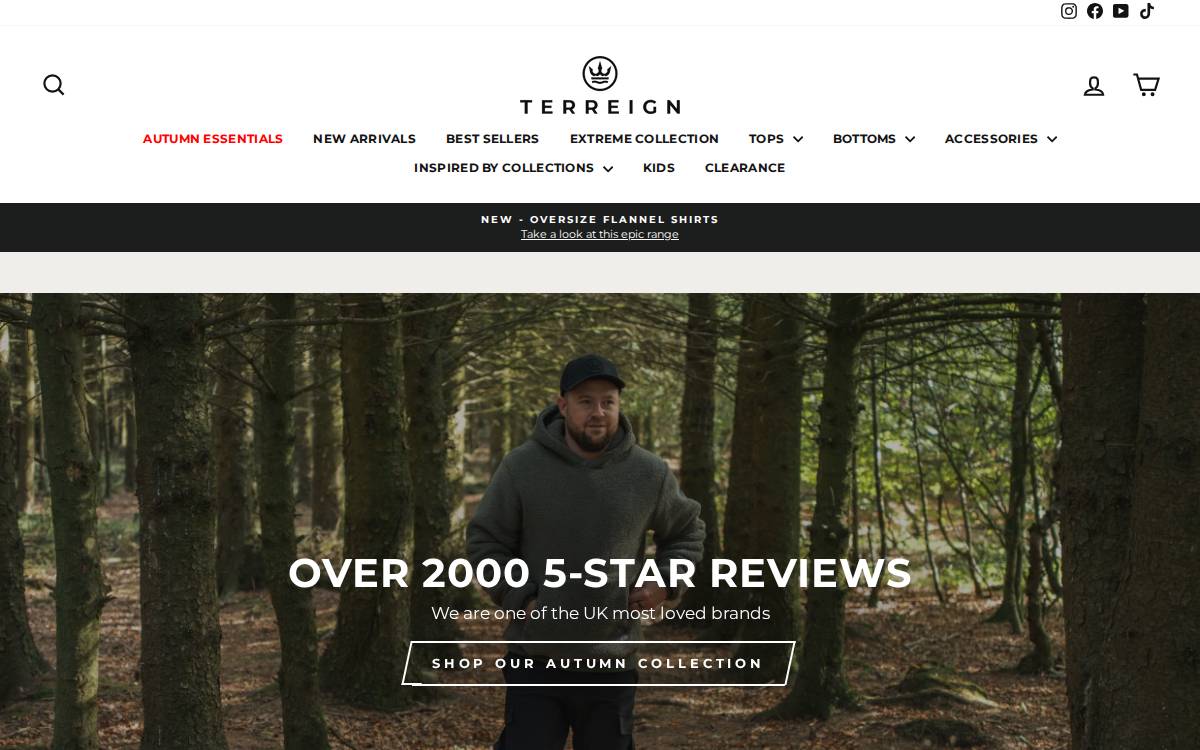 Terreign Clothing website preview