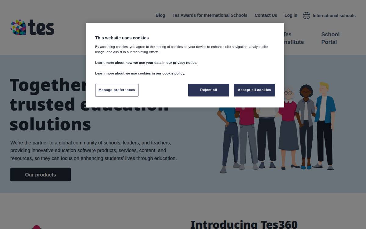 Tes website preview