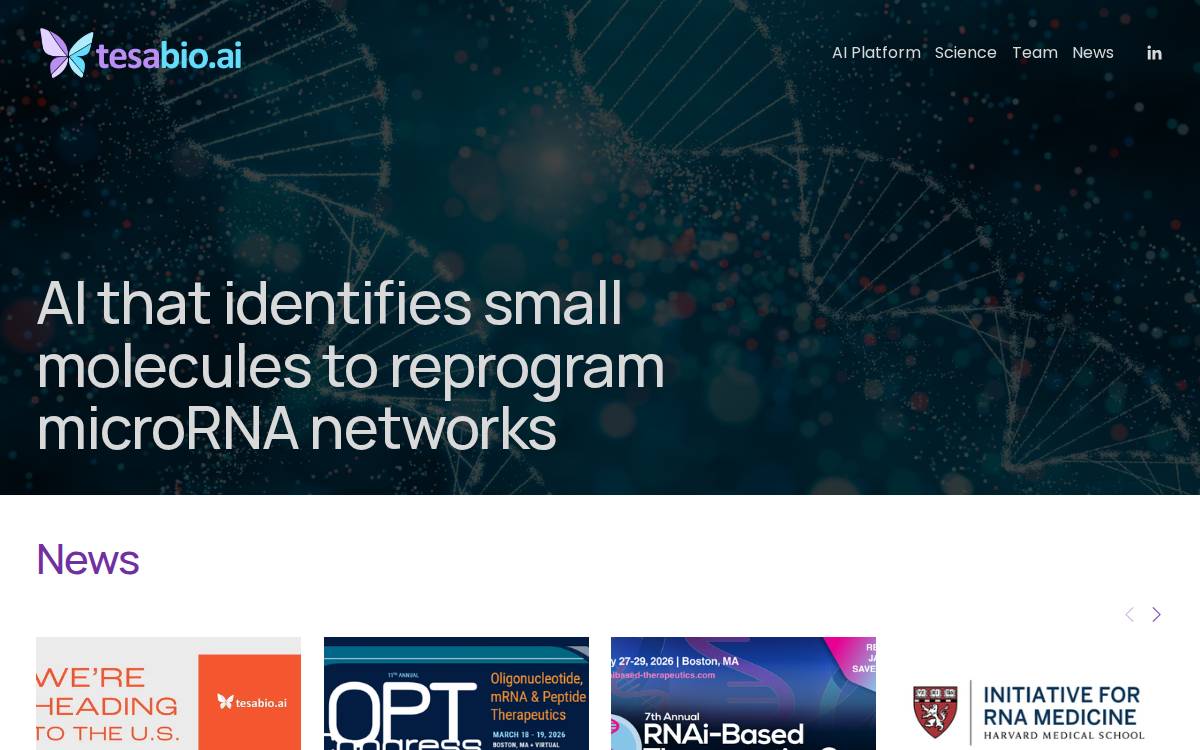 Tesabio website preview