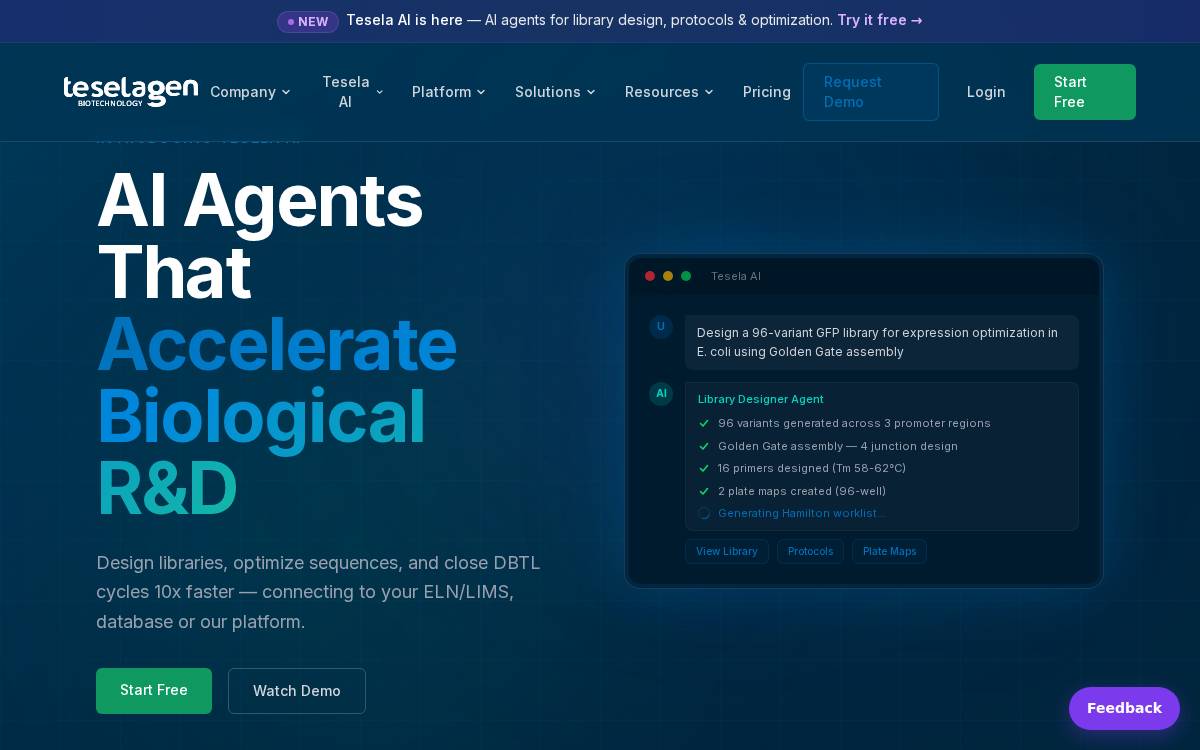 TeselaGen website preview