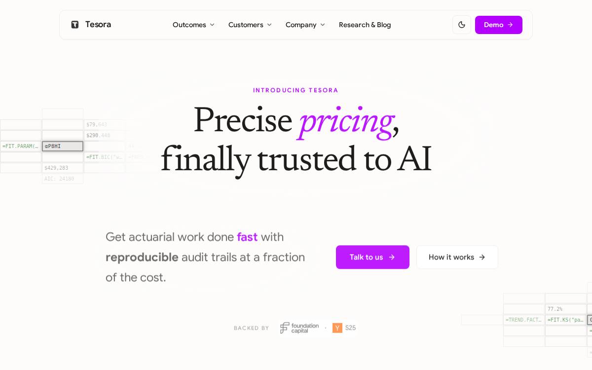 Tesora website preview