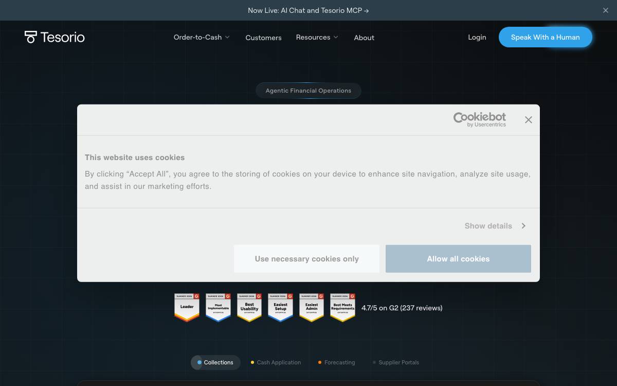 Tesorio website preview