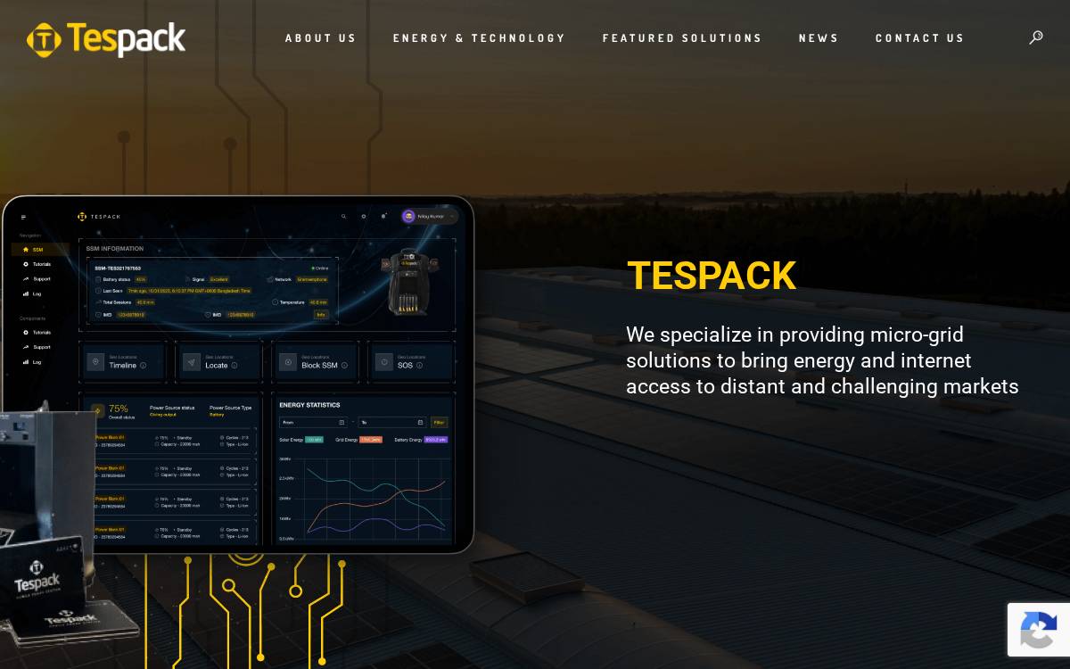 Tespack website preview