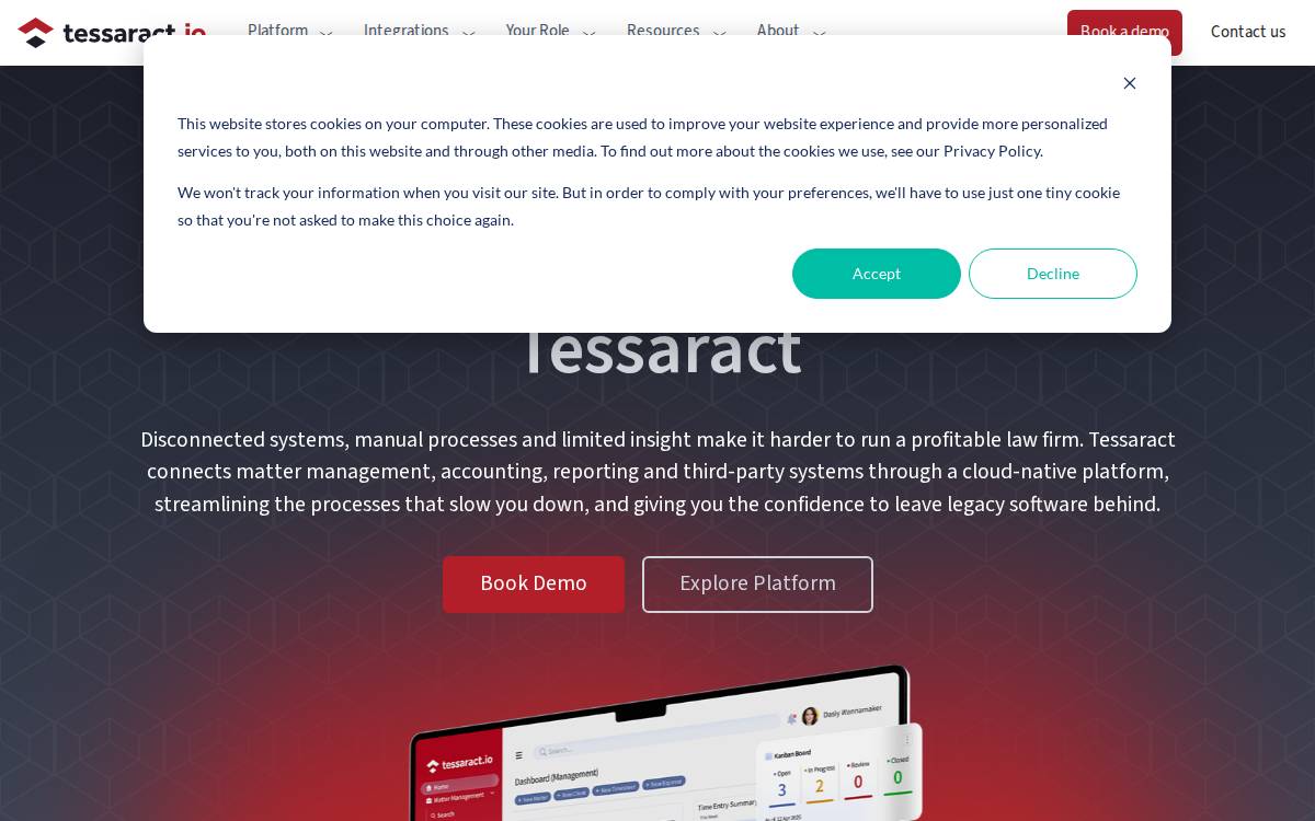Tessaract website preview