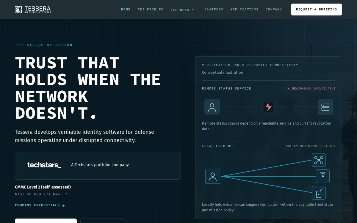 Tessera Defense Systems website preview