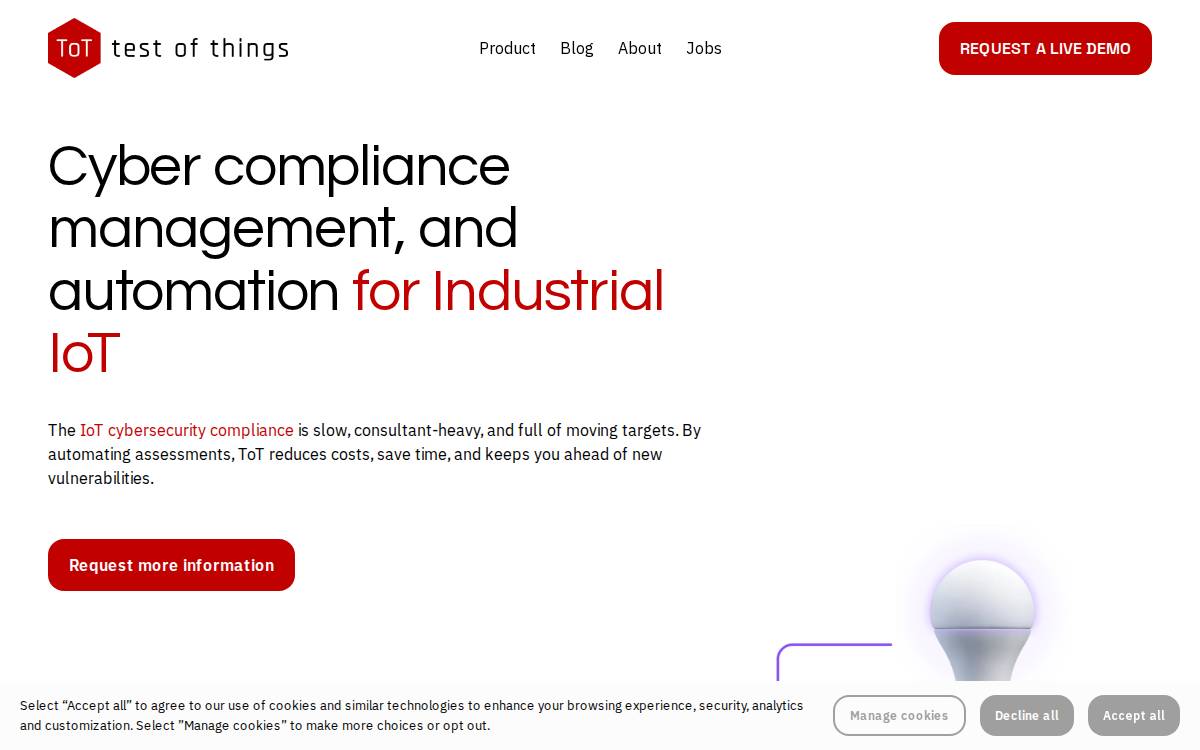 Test of Things website preview