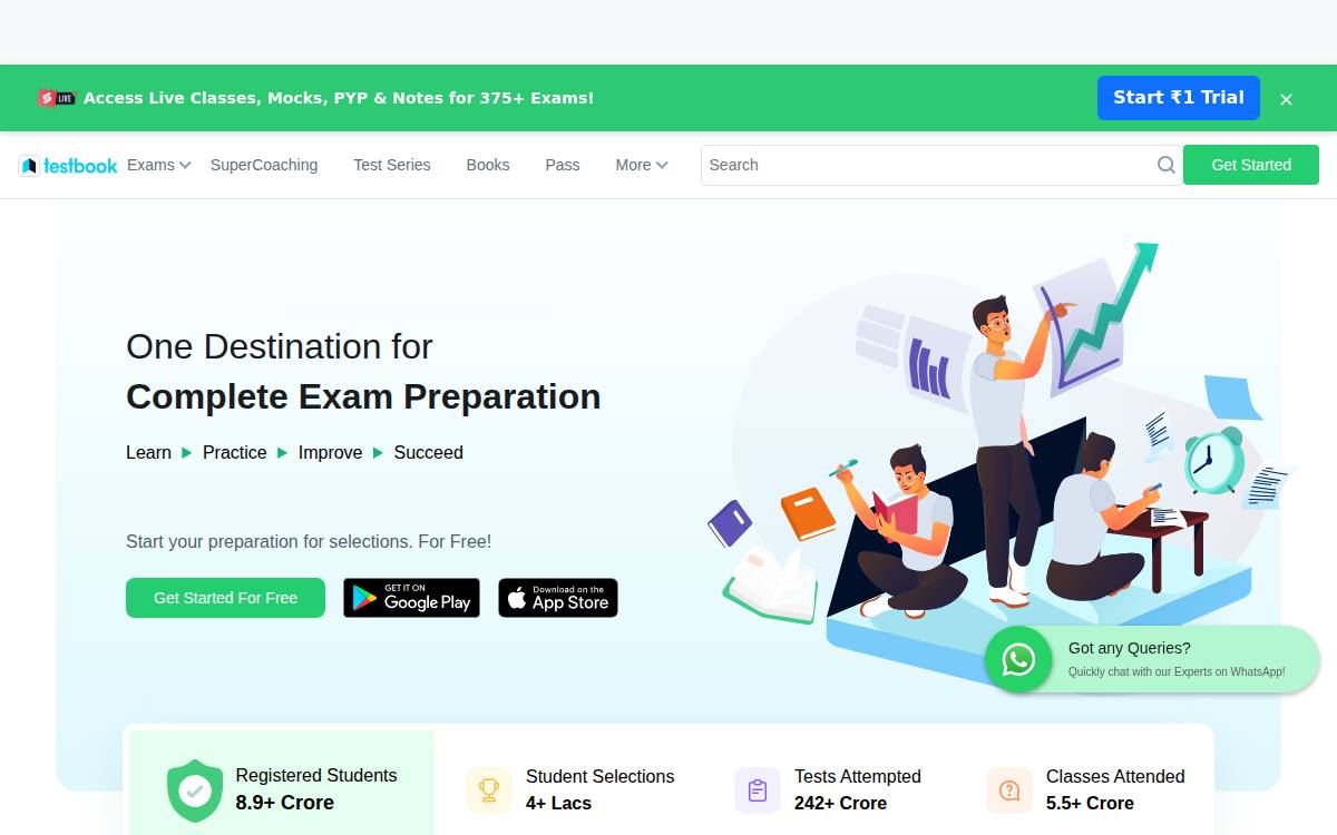 Testbook website preview