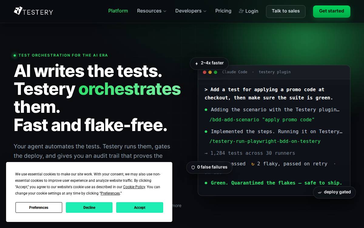 Testery website preview