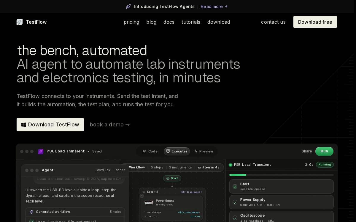 Testflowinc website preview