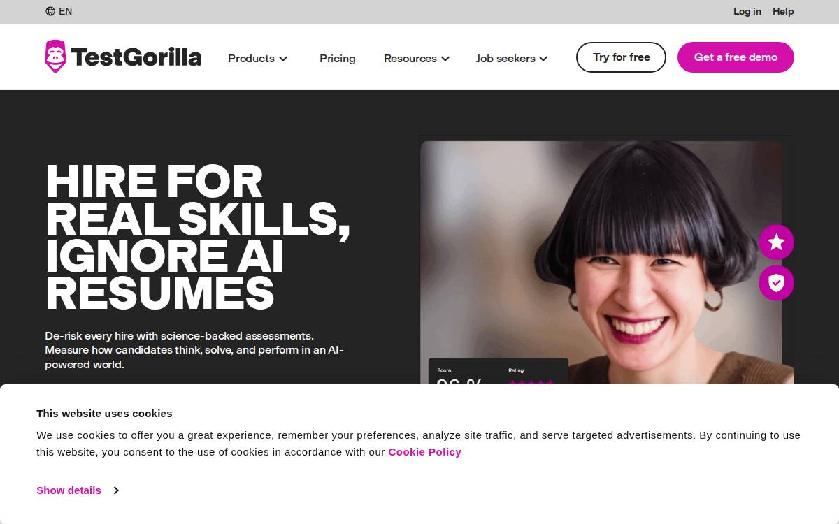 TestGorilla website preview
